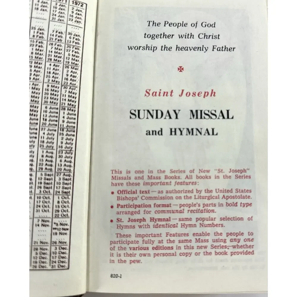 1966 New Saint Joseph Sunday Missal & Hymnal Hardcover Catholic Book Revised